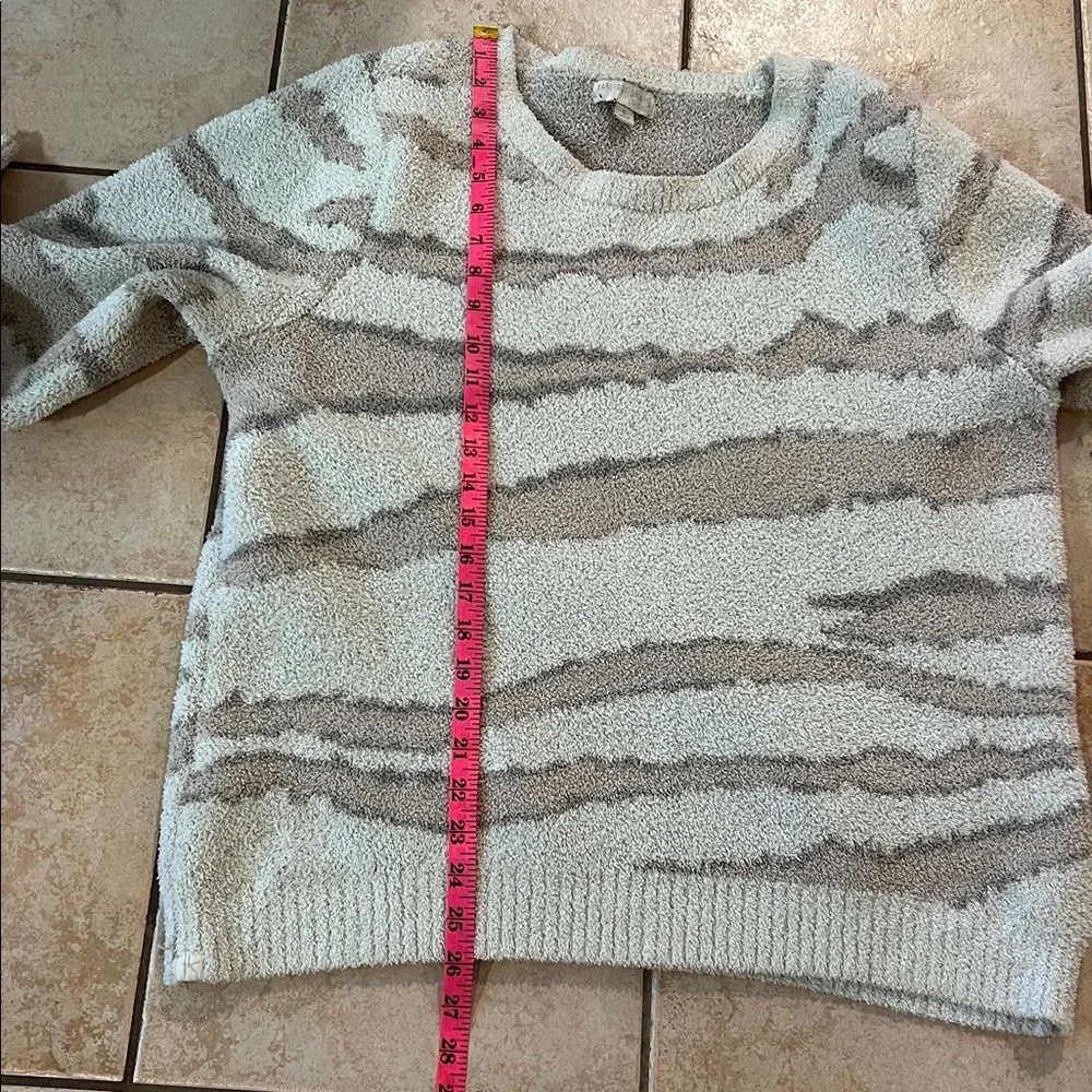 Barefoot Dreams‎ Cozy “Tiger” Striped Sweater Cream & Tan, Sz XL